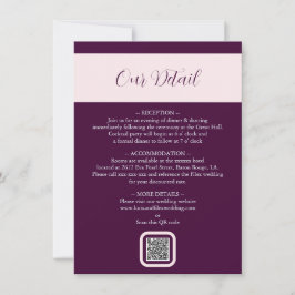 Cartão Detalhado de Casamento de QR para Crimson R
