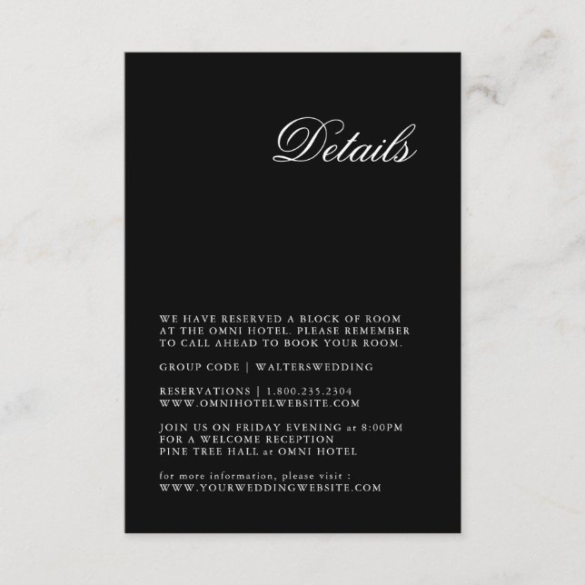 Cartão Detalhado de Casamento de Script Minimalist (Frente)