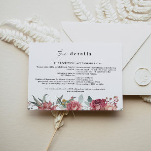 Cartão Detalhado de Casamento Floral de Rosa Blus