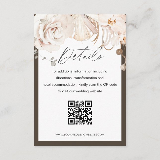 Cartão detalhado de código QR do casamento de jard (Frente)