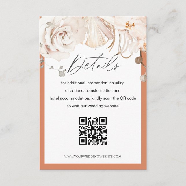 Cartão detalhado de código QR do casamento de jard (Frente)