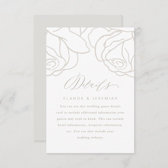 Cartão Detalhado de Convidado para Casamento Flora (Frente/Verso)