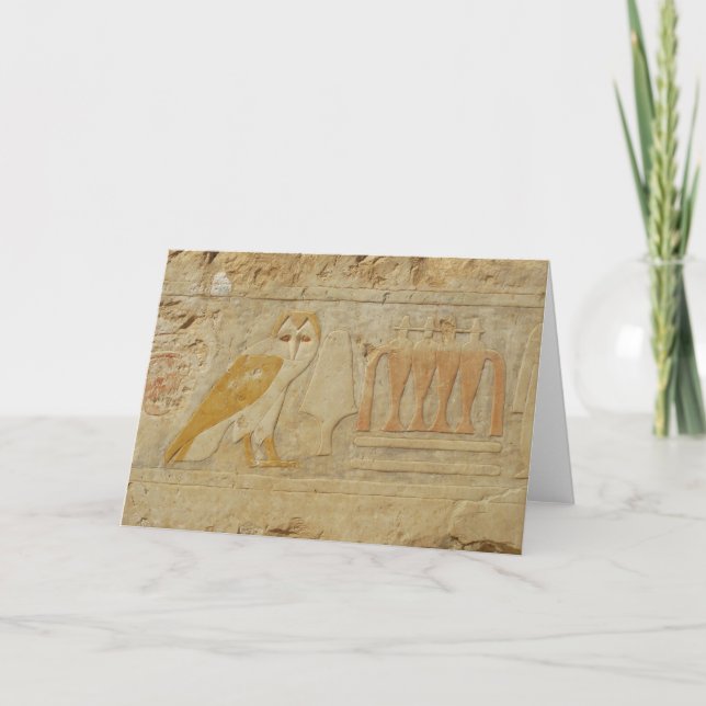 Cartão Detalhe de Owl Hieroglyph, Templo de Hatshepsut, E (Frente)