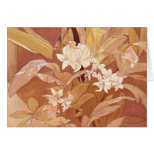 Cartão Detalhe Floral Art Nouveau de Alphonse Mucha