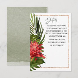 Cartão Detalhes do Casamento Botânico de Raça Tropical