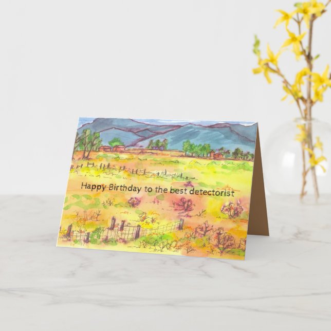 Cartão Detecção de Metais Caça ao Tesouro Feliz de Aniver (Flor Amarela)