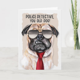 Cartão Detetive da Polícia, Funny Pug Dog, Retirada