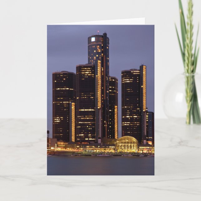 Cartão Detroit Renaissance Center At Dusk (Frente)