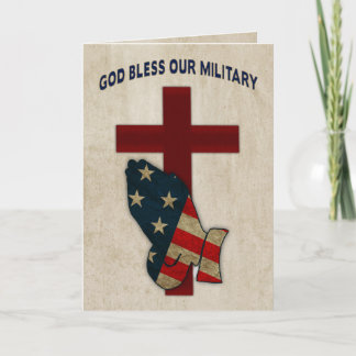 Cartão Deus abençoe De Nossas Mãos Militares, Rezando/Ban