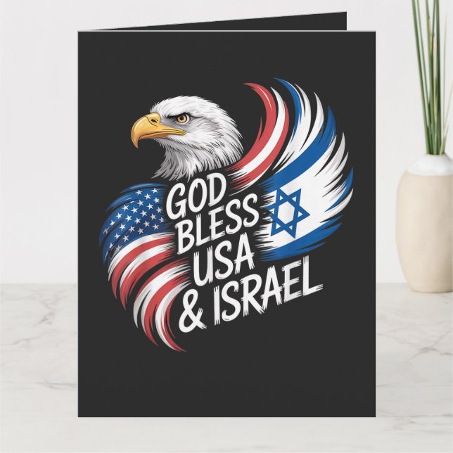 Cartão Deus Abençoe os EUA Israel (Frente)