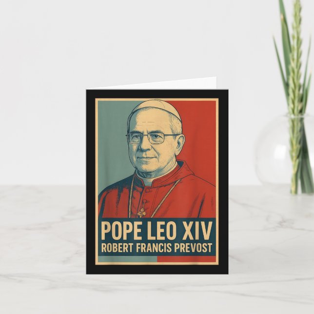 Cartão Deus abençoe Papa Leo Xiv (Frente)
