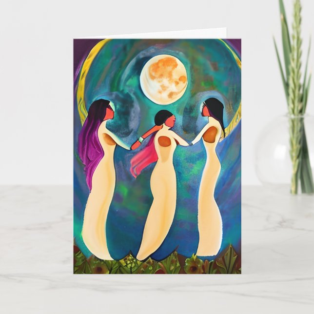 Cartão Deus abençoe sob a lua (Frente)