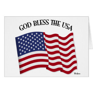 Cartão DEUS ABENÇOE THE USA com bandeira dos EUA