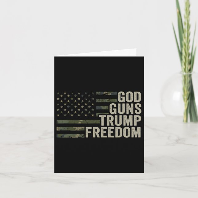 Cartão Deus Arma Liberdade Imensa - Camuflagem Engraçada  (Frente)