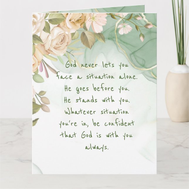 Cartão Deus Com Você Nunca Apoia Sozinho As Flores De Con (Frente)