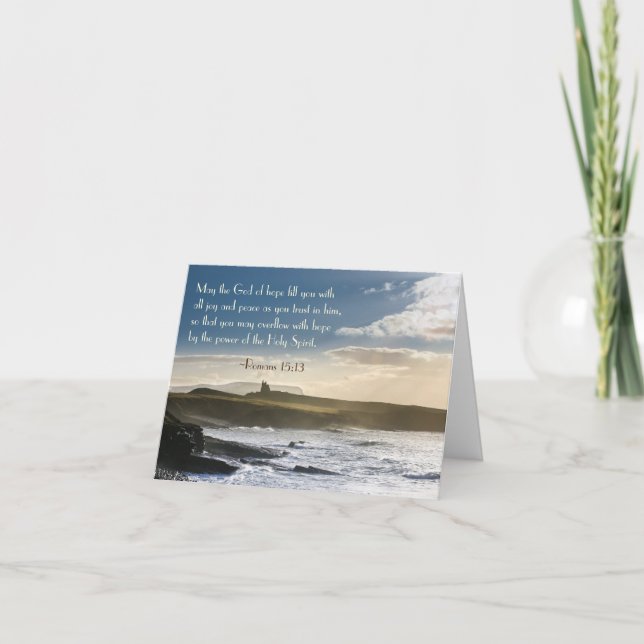 Cartão Deus da Esperança, Romanos 15:13 Verso Bíblia, Cos (Frente)