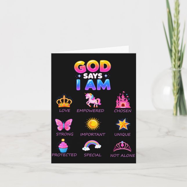 Cartão Deus Diz Eu Sou Princesa Fofa Jesus Adolescente Me (Frente)