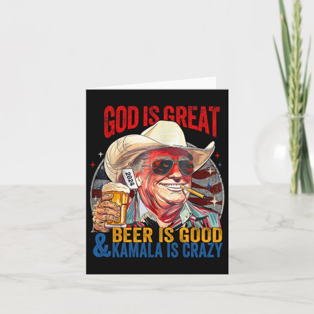 Cartão Deus É Cerveja Excelente É Boa E Kamala É Louca (Frente)