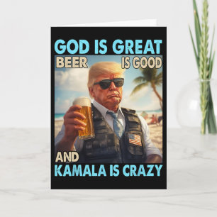 Cartão Deus É Grande Cerveja É Boa E Kamala São Divertida