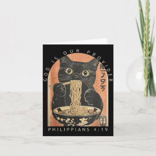 Cartão Deus é Provedor Gato Engraçado Comendo Ramen Japon