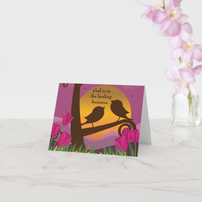 Cartão Deus Está No Biz Da Cura Dobrado. (Orquídea)