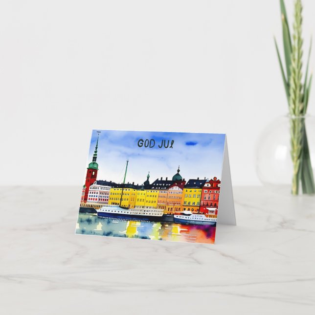 Cartão Deus Jul, Natal Sueco (Frente)