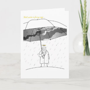 Cartão Deus trabalha de forma engraçada