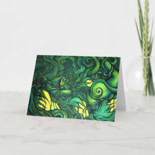 Cartão Deusa de Bruxa Verde Ilustração Pagan Druid