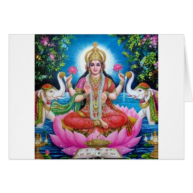 Cartão Deusa de Lakshmi de amor, de prosperidade, e de (Frente Horizontal)