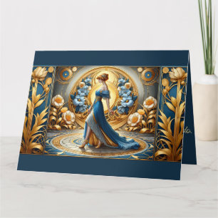 Cartão Deusa Dourada em Flor de Art Nouveau