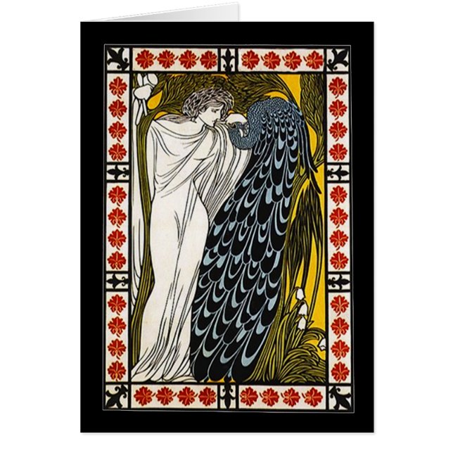 Cartão Deusa Grega Peacock Obrigado Efharisto nota (Frente)
