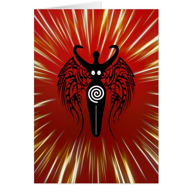 Cartão Deusa Neolítico da natureza com asas tribais! (Frente)