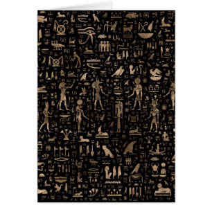 Cartão Deuses e hieroglyphs egípcios antigos