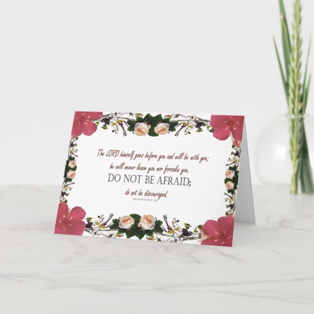 Cartão Deuteronomia 31 Cartão-postal da Flor não tem medo (Frente)