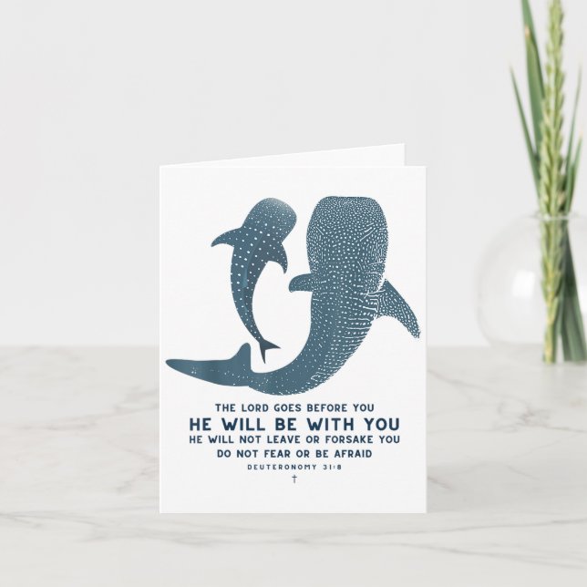 Cartão Deuteronomy 31_8 Whale Shark Christian Faith Pun O (Frente)