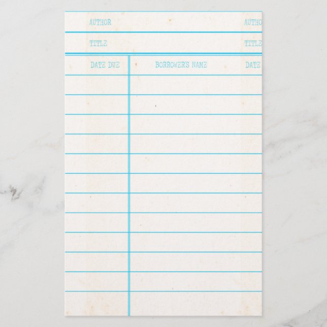 Cartão devido da data do livro da biblioteca (Frente)