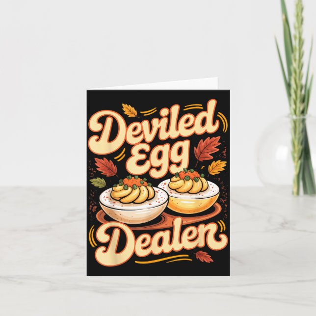 Cartão Deviled Egg Er Funny Retro Thanksgiving Food Quote (Frente)
