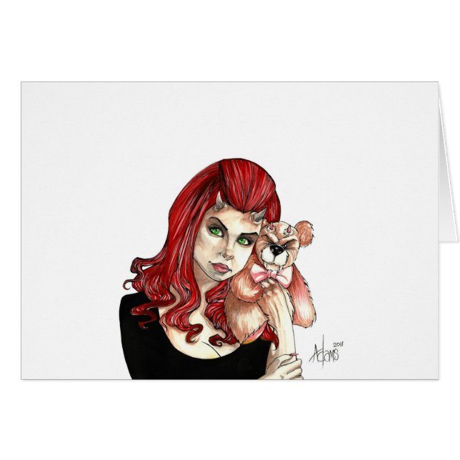 Cartão DevilGirl e seu ursinho (Frente Horizontal)
