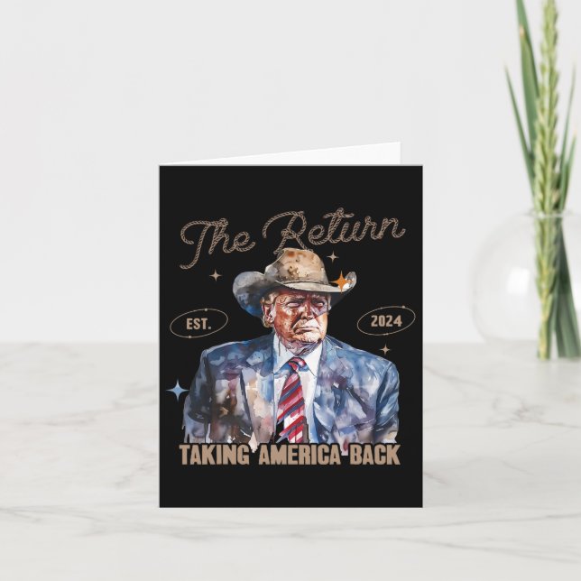Cartão Devolva o Western Cowboy Trump 2024 tomando a Amér (Frente)