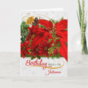Cartão Dezembro Aniversário Poinsettias