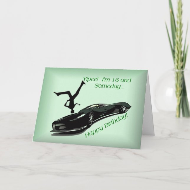 Cartão Dezesseis anos de idade e amam carros (Frente)