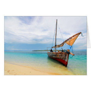 Cartão Dhow tradicional, Zanzibar, Tanzânia