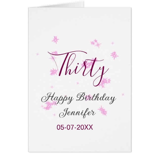 Cartão Dia 3 anos das estrelas cinzentas cor-de-rosa 30 (Frente)