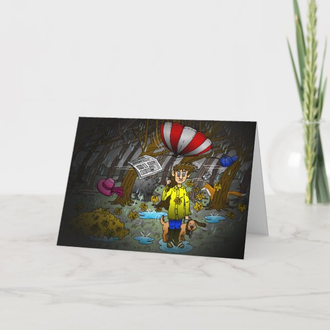 Cartão Dia chuvoso e ventoso (Frente)