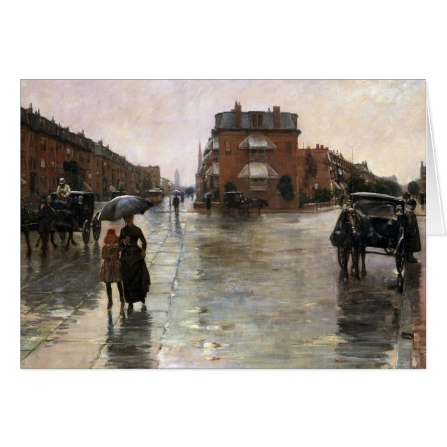 Cartão Dia da Chuva, Boston por Frederick Childe Hassam (Frente Horizontal)