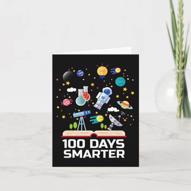 Cartão Dia Da Escola 100 Dias Mais Inteligentes Espaço De (Frente)