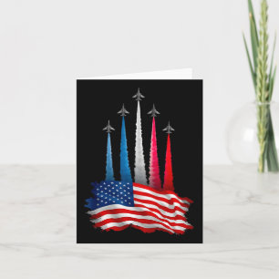 Cartão Dia da Independência Bandeira Americana Plana Verm