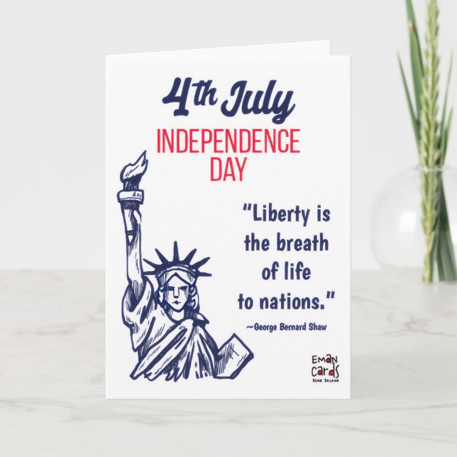Cartão Dia da Independência dos EUA - Liberdade (Frente)
