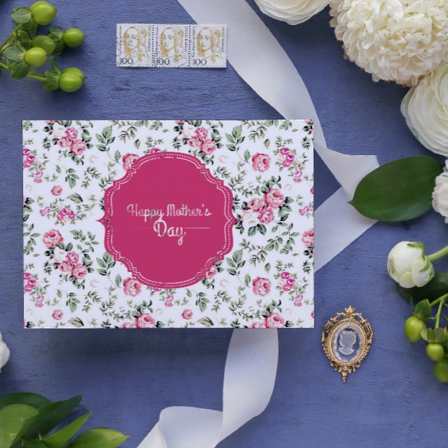 Cartão Dia da Mãe das Rosas Rosa (Criador carregado)