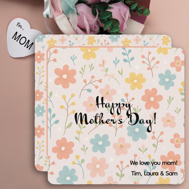 Cartão Dia da Mãe Personalizada por Boho Floral Minimalis (Criador carregado)